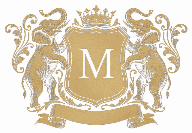 Maudslay crest — a shield bearing the letter M supported by two elephants rampant, the heraldic beast of Coventry